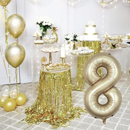 Metallic Gold Number 8 Balloons, 40 Inch Giant Light Champagne Gold Mylar Foil - Image 6