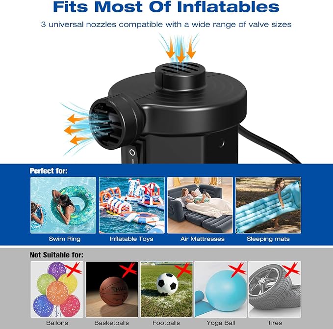 Electric Air Pump for Pool Inflatables: 2 in 1 Inflator Deflator | Portable - Image 3