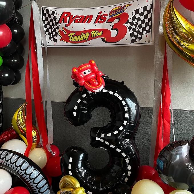 40 Inch Race Car Black Number Balloons Race Car Birthday Party Balloons Large - Image 6