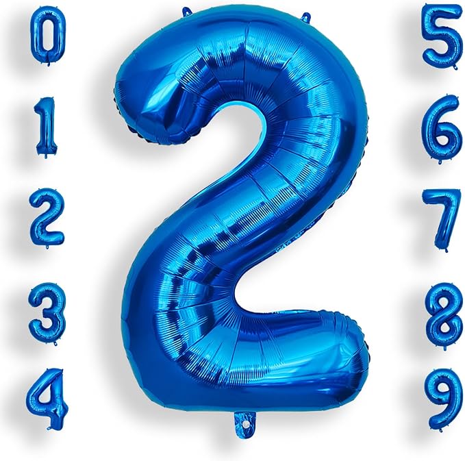 AULE 40 Inch 2 Blue Balloon Number Foil 0-9 Birthday Big Numbers | Birthday by AULE