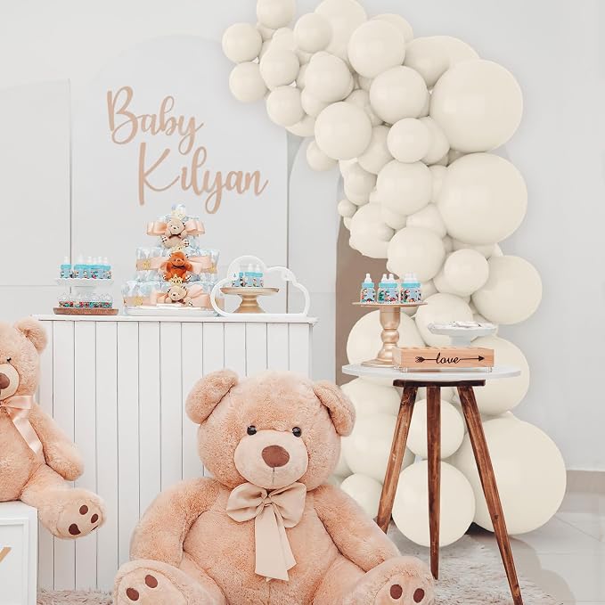 134Pcs Sand White Balloons Different Sizes 5 10 12 18 Inch sand white Latex - Image 6