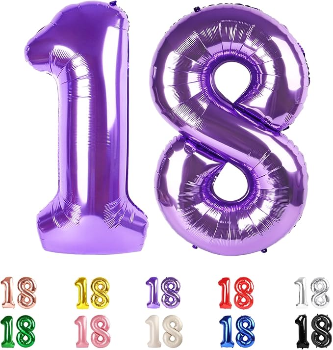18 Balloon Numbers 40Inch for 18th Year Old Birthday Decorations, Inflation by Mluchee