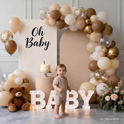 Brown Balloons, Light Brown Beige Nude Chrome Gold Confetti, Party decor | 50 - Image 4