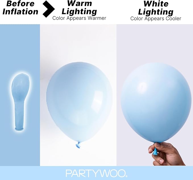 PartyWoo Baby Blue Balloons 127pcs Light Pastel Sky Aqua Blue Color | Different - Image 3