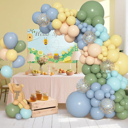 Amandir 153pcs Blue and Yellow Sage Green Balloon Arch Kit Different Sizes | 18 - Image 5