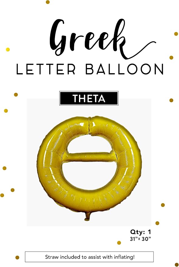 Theta - Greek Letter Balloon - Large 31" x 30" Gold Foil Balloon - Image 2