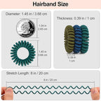 JessLab Spiral Hair Ties, 20 Pcs Traceless Phone Cord Hair Ties No Crease Spiral Bracelet Plastic Coil Ponytail Holders No-Damage Headband Hair Accessory for Girls Women Ladies (Dark Colored Matte)