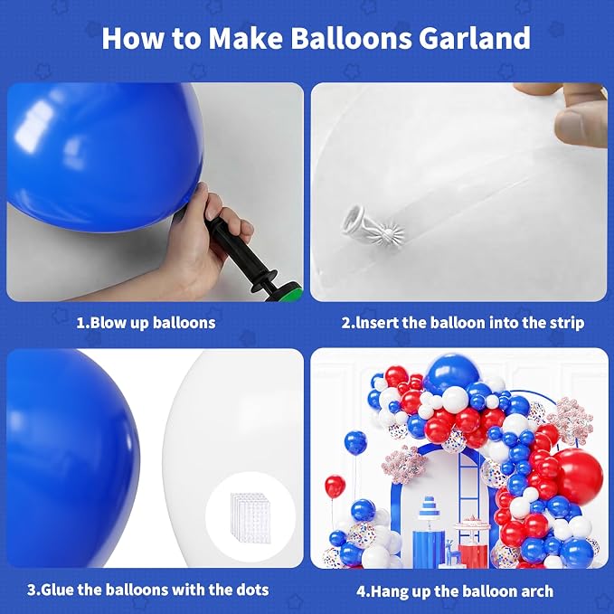 Red White and Blue Balloons Arch Kit, Independence Day, Graduation - Image 4