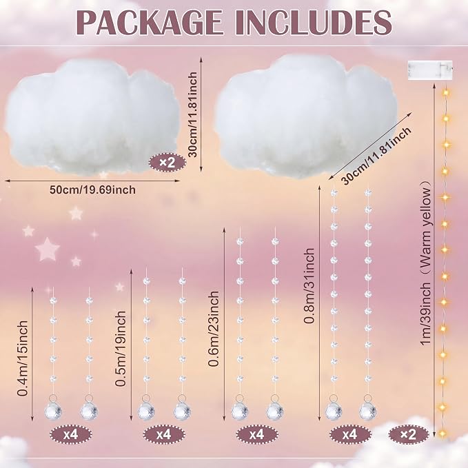Marsui Artificial Cloud Props LED Hanging Cloud Light String Fake Imitation 3D - Image 2