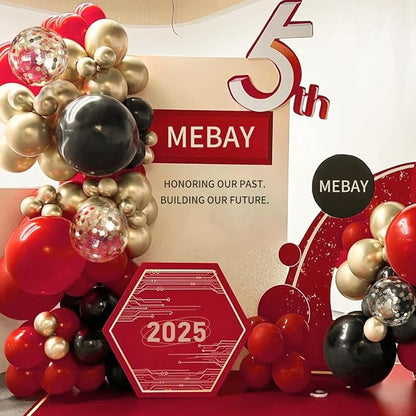 MEBAY 155Pcs Red Black Gold balloons Garland Arch Kit - Image 4
