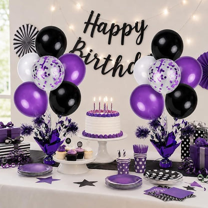 4 Set Purple Black Balloon Centerpieces - Image 2
