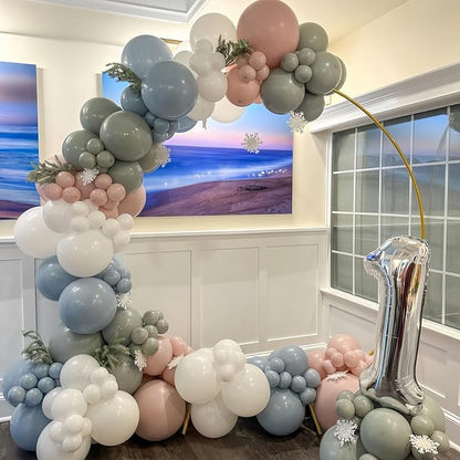 Pastel Blue Green Pink White Balloons, Muted Rainbow Dusty Pink Blue Sage Green - Image 3