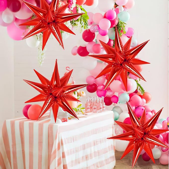72 Pcs Star Balloons Foil Explosion Balloons Magic 12 Point Star Cone Balloon - Image 2
