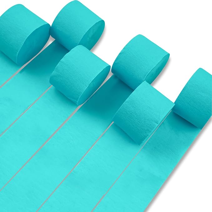 PartyWoo Teal Crepe Paper Streamers 6pcs 492 FT Turquoise Streamers | Birthday by PartyWoo