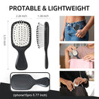 Mini Hair Bursh for Women Men and Kids, Protable Travel Size Hair Brush for Pockets Purses, Mini Detangler Brush for All Hair Types, Small Paddle Brush for Detangling (Black)