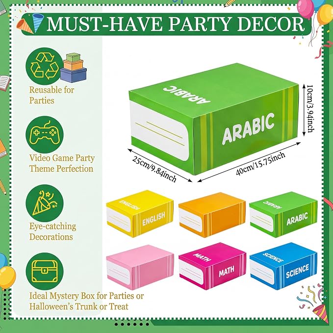 Geyoga 6 Pcs Back to School Decorative Boxes Set 15.8 x 9.8 x 3.9'' Large Book - Image 8