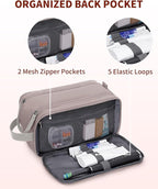 WANDF Toiletry Bag for Men Travel Toiletry Organizer Canvas and Leather Dopp Kit Water-Resistant Shaving Bag for Travel Accessories (Light Pink, Large)