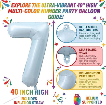 40 Inch Light Blue Number 7 Foil Balloon - Image 2