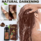 IIIMEIDU Dark Brown Hair Dye Shampoo 3 in 1 for Gray Hair, Herbal Ingredients Shampoo Hair Dye for Women Men, Grey Coverage 500ml