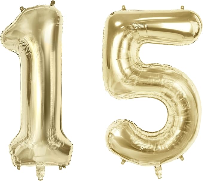Number 15 Balloons for 15th Birthday Party Decorations, 40 Inch 0-100 by Joycard