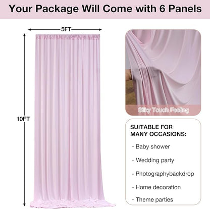 30ftx10ft Wrinkle Free Light Pink Backdrop Curtains - Image 3