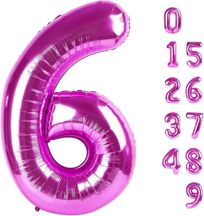 6 Balloon Number 40 Inch Rose Purple Balloons by Mluchee