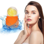 Ice Roller for Face and Eye, Gua Sha Facial Tools ,Puffiness Relief Ice Roller Skin Care ,Ice Facial Cube, Neck Massage, Silicone Ice Mold for Face Beauty,Self Care Gifts for Women ( Orange)