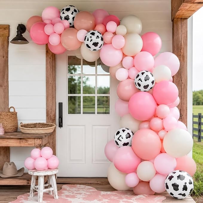 Pink Cow Print Balloons, Cow Balloons 50pcs 12 Inch Pastel Pink Macaron Pink - Image 4