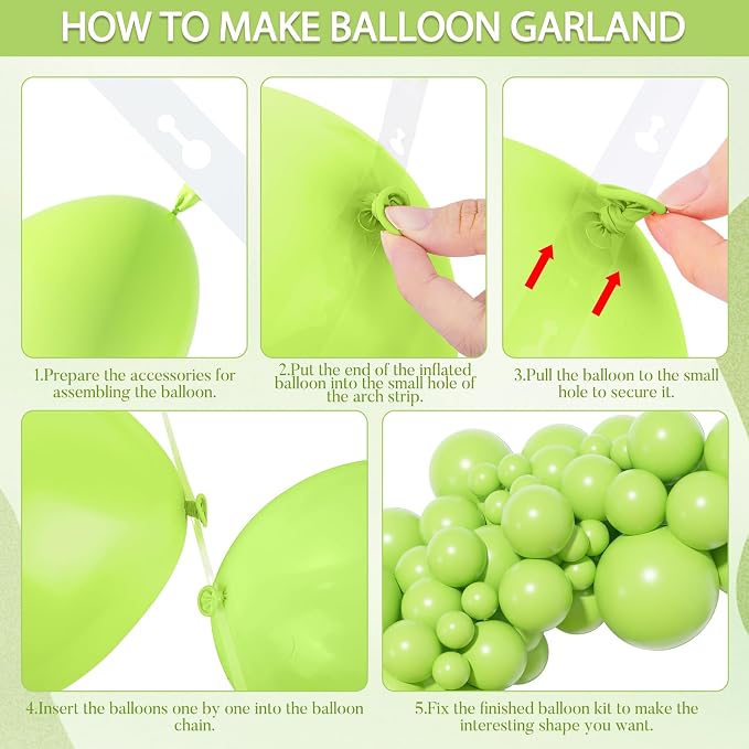 Amandir 153pcs Lime Green Balloons Arch Garland Kit Different Sizes | 18 12 10 - Image 5
