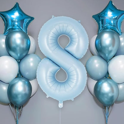 Light Blue Number 8 Balloon, 40 Inch Big Large Foil Number Balloons, Giant - Image 2