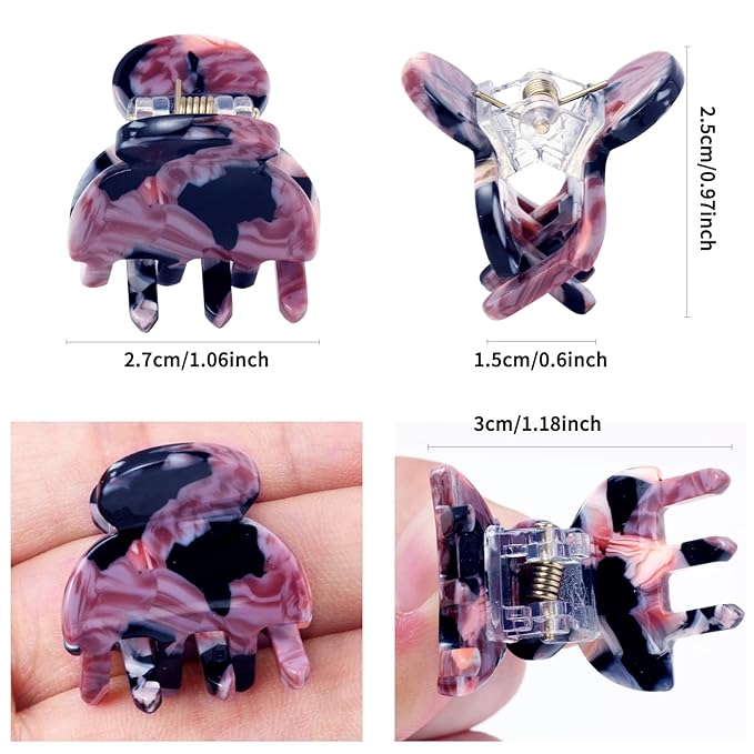 Cobahom 6Pcs 1.06 Inch Small Hair Clips Tortoise Shell Mini Jaw Clips for Thin Thick Hair, No Crease Hair Claw Clips for Women Girls (3 Green + 3 Red)