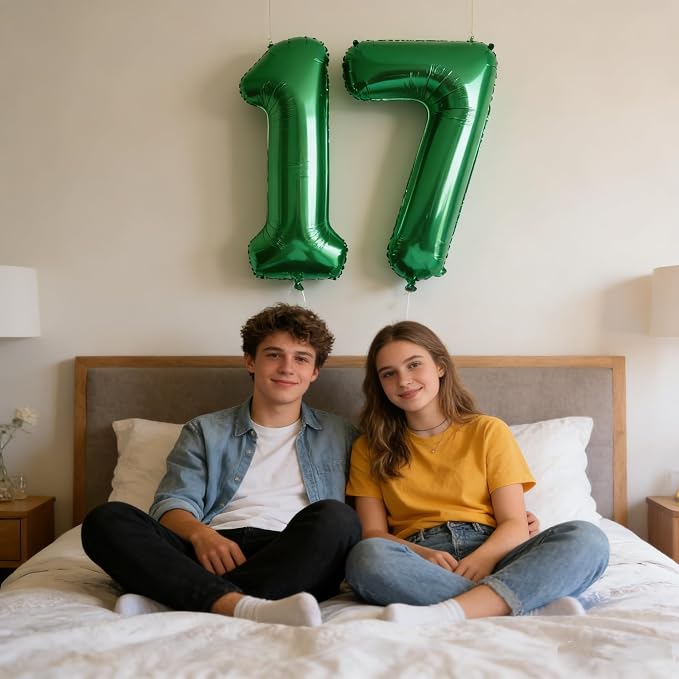 Number 17 Balloons 40 Inch for 17 71 Birthday Party Decorations, Dark Green | - Image 3