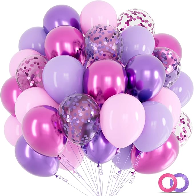 Pink and Purple Balloons, Party Balloons by Kawkalsh