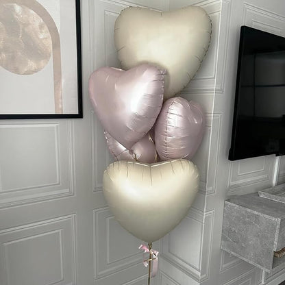 Pink White Heart Balloons, 18 Inch Baby Pink and Cream Helium Foil Heart - Image 4