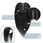 Human Hair Toppers for Women Real HairTopper with Thinning Hair 120% Density Round Shaped Swiss Base Hair Pieces 40g-Natural Black (12inch, 1B)