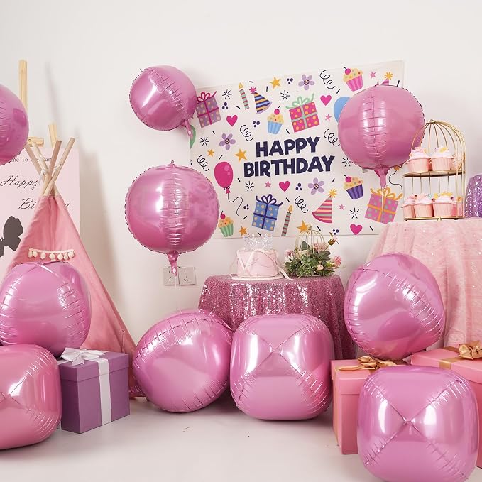 10Pcs Pink Round Foil Balloons, Metallic Light Pink Foil Baloon - Image 3