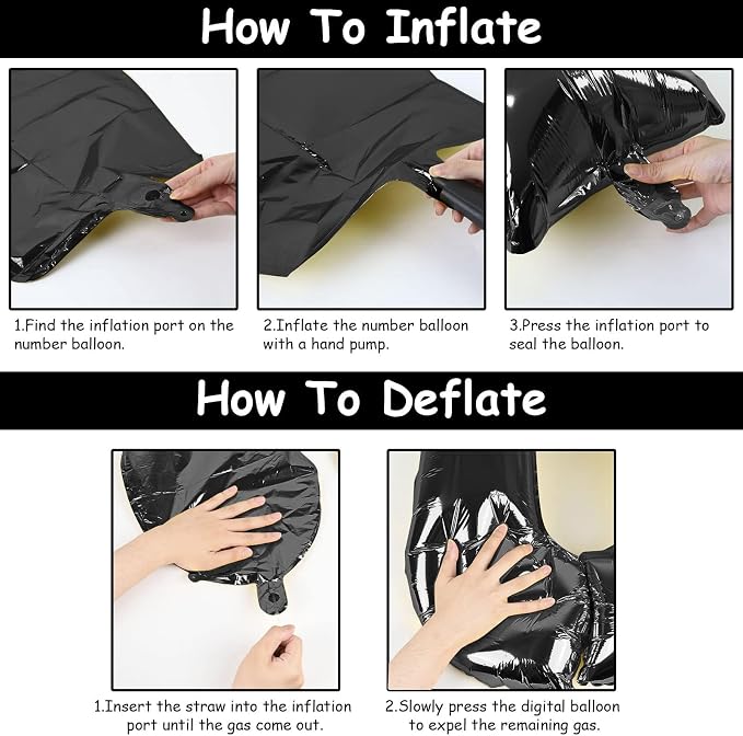 Black Balloon Number 6, 40 Inch Large Self Inflating Foil Number Balloons 0-9 - Image 7