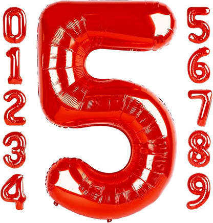 Number 5 Balloons 40 Inch Red Balloon by Mluchee