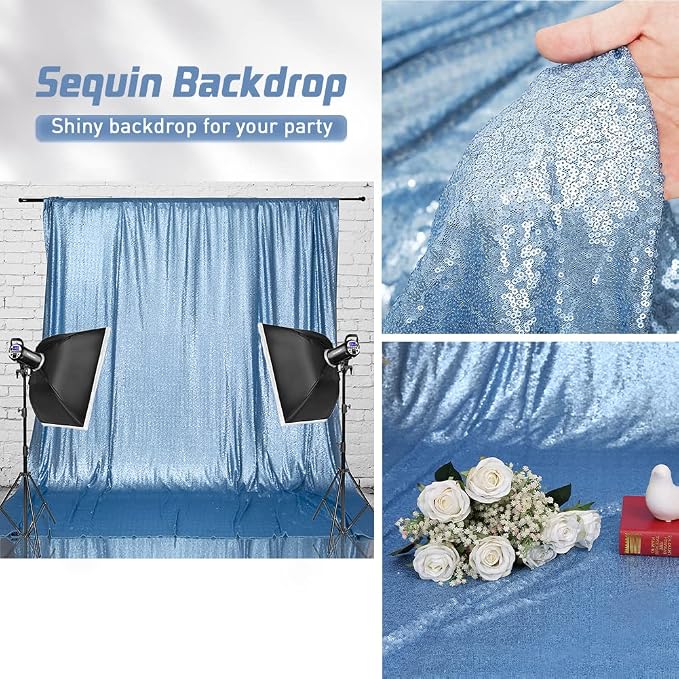 Eternal Beauty Baby Blue 3mm Sequin Backdrop 8x8 Ft - Image 3