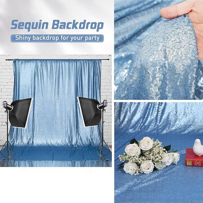 Eternal Beauty Baby Blue 3mm Sequin Backdrop 8x8 Ft - Image 3