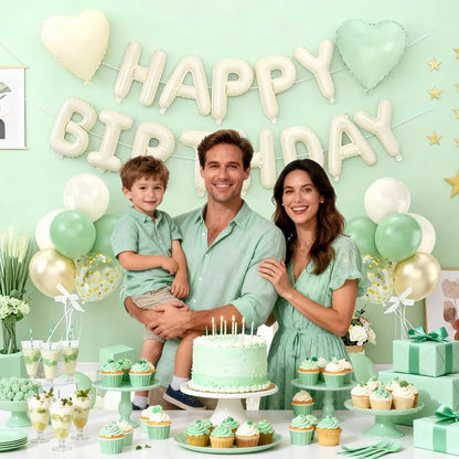 29PC Green Heart Happy Birthday Balloon Banner, 16Inch 3D Aluminum Letter - Image 8