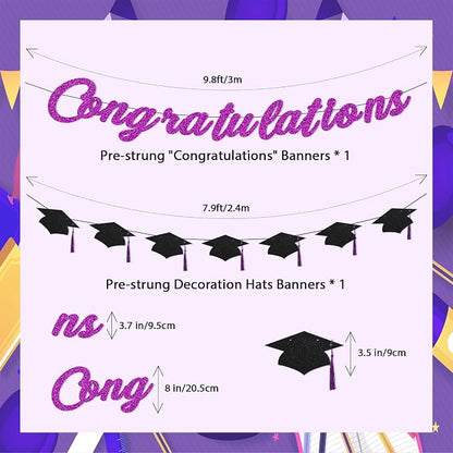 Congratulations Banner Pre-Strung Grad Cap Banner Graduation Decorations 2026 2 - Image 2