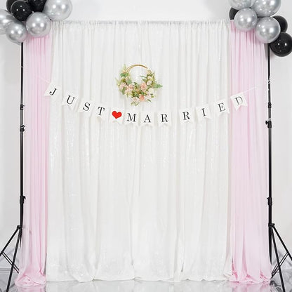 Poise3EHome White Sequin Backdrop Curtains, 2 Panels 2FTx8FT Glitter Background - Image 3