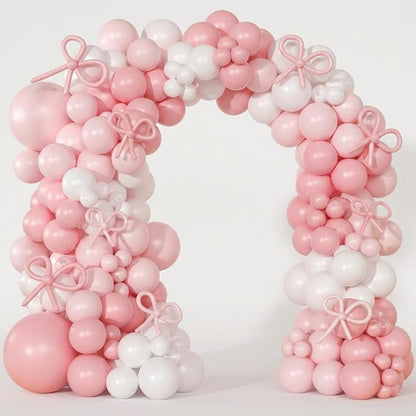 Pink Balloon Garland Arch Kit 148pcs, 18in Pink and White Coquette Balloon Set - Image 3