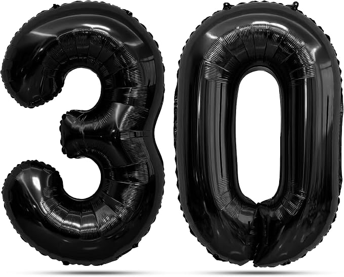 Black Number Balloons 30 Balloon Numbers 30th Number Balloon Foil Mylar Party by STARKET