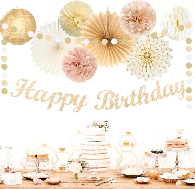 Champagne-Gold Beige Fall Boho Birthday Party-Decorations - Image 6