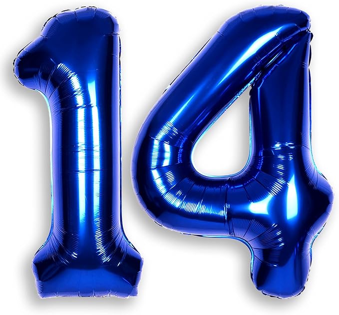 40 Inch Navy Blue Big Number 14 Balloon 0-9 Large Helium | Royal Blue Balloons by SULALABOO