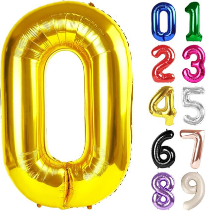 0 Balloon - Gold Birthday Number Balloons, 40 Inch Decorations Men Women | Gold by ALPHADELTAPI
