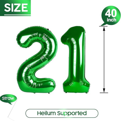 21 Balloon - Green Birthday Number Balloons, 40 Inch Decorations Men Women | - Image 5