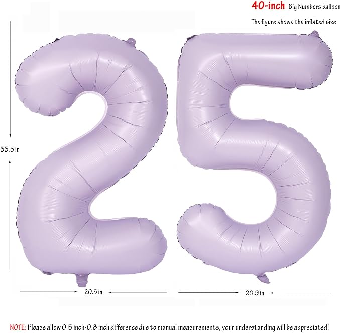 40 In Matte Purple Number Balloons Helium Foil Mylar Balloon Digital 25 | - Image 2